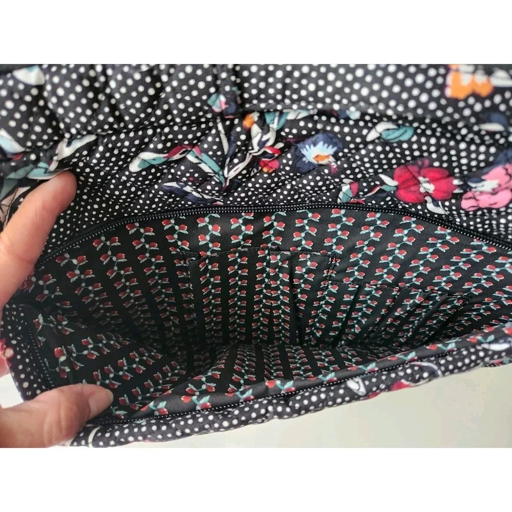 Vera Bradley Womens Perennials Noir Dot Laptop‎ Organizer Bag Floral Black Red